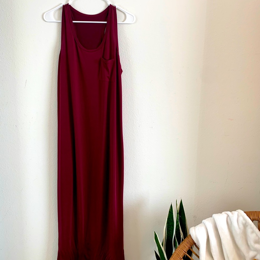 Solid Slit Hem Pocket Tank Dress